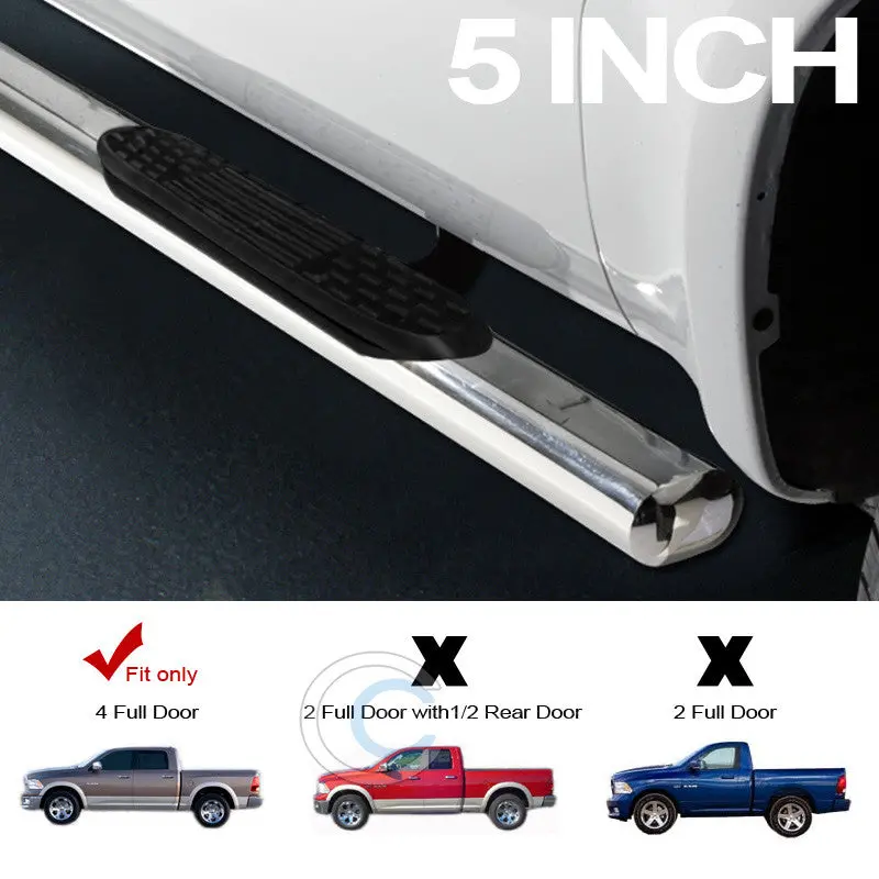 5-Inch Chrome Nerf Bars For 2009–2014 Dodge Ram 1500 Crew Cab – Side Step Running Boards 1