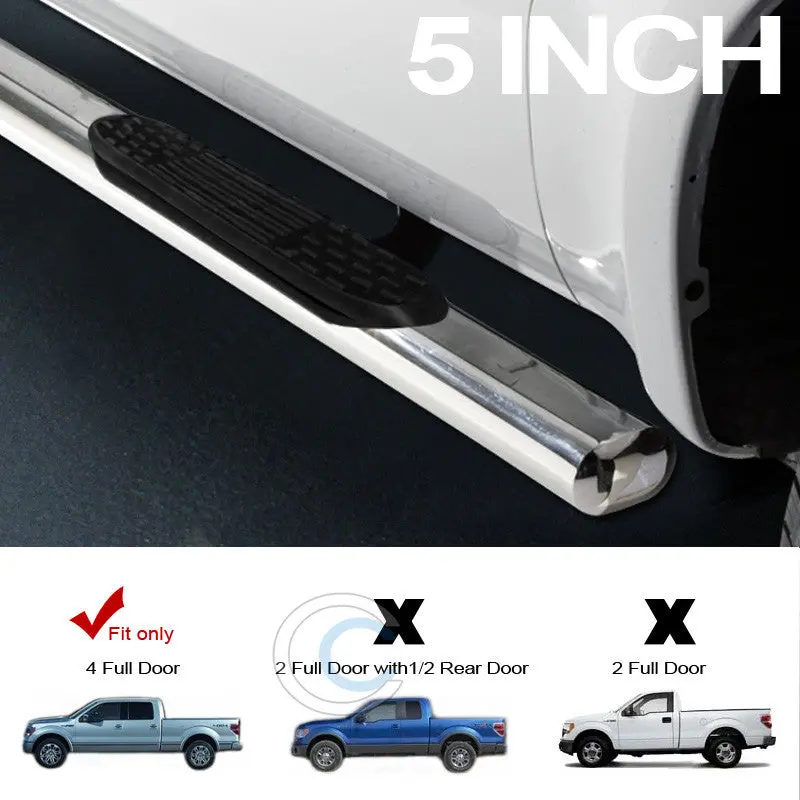5-Inch Chrome Nerf Bars For 2009–2014 Ford F-150 Supercrew Cab – Side Step Running Boards 1