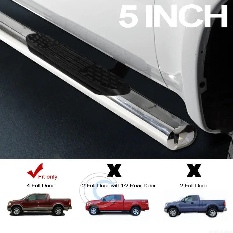 5-Inch Stainless Steel Chrome Side Steps And Running Boards For 2004–2008 Ford F-150 Supercrew 1