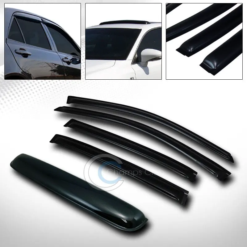5-Piece Smoked Vent Window Visors With Sunroof/Moonroof Guard For 2004–2008 Chevrolet Malibu 1