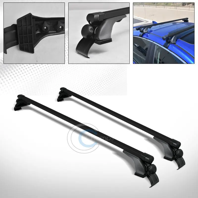 50-Inch Black Square Aluminum Roof Rack Cross Bars With Window-Frame Mount – Cargo Carrier Kit (Model C1) 1