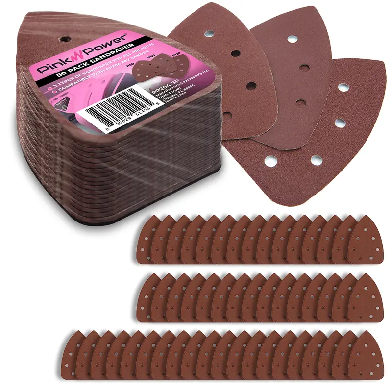 50-Piece Sanding Disc Set For Pp204 Cordless Hand Sander – Assorted Grits (P60, P80, P120) 1