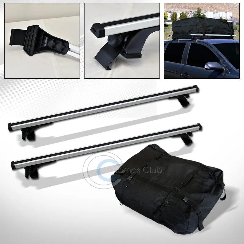 55-Inch Silver Window-Frame Roof Rack Kit With Waterproof Cargo Carrier Bag (Model C01) 1