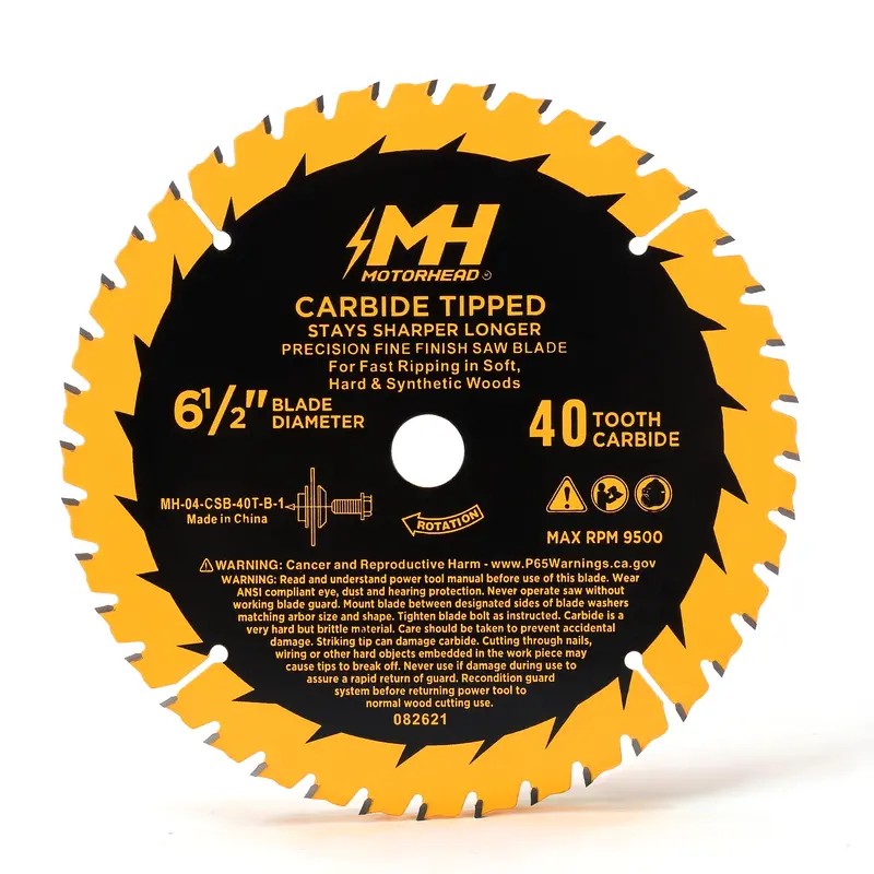 6-1/2" 40-Tooth Fine-Finish Circular Saw Blade – Tungsten Carbide Tipped 1