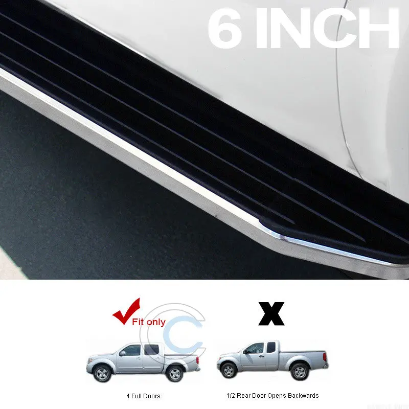 6-Inch Aluminum Chrome Running Boards For 2005–2016 Nissan Frontier Crew Cab 1