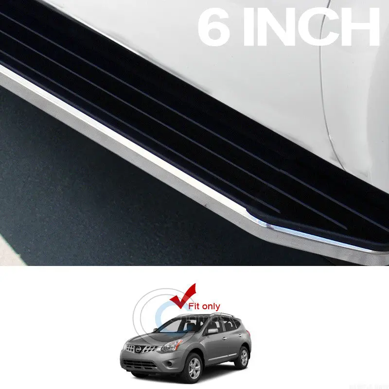 6-Inch Aluminum Running Boards With Black And Chrome Trim For 2008–2013 Nissan Rogue 1