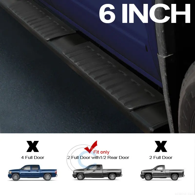 6-Inch Oe-Style Aluminum Black Nerf Bars For 2007–Present Chevy Silverado And Gmc Sierra Extended Cab 1