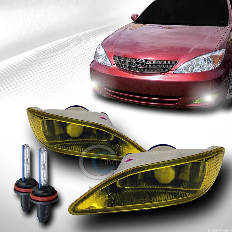 6000K Hid Xenon Fog Light Kit With Yellow-Tinted Clear Lens For 2002–2004 Toyota Camry & Solara, 2005–2008 Corolla 1