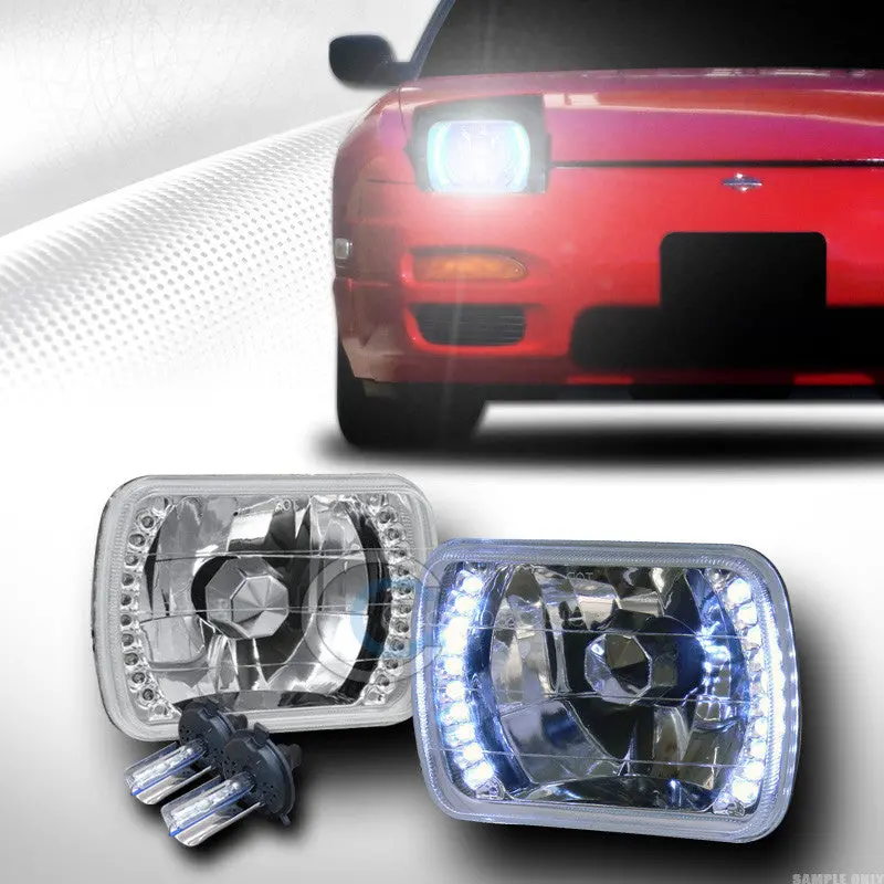 6000K Hid Xenon H4 Bulbs With 7"×6" Chrome Daytime Running White Led Headlights (Left + Right, C1) 1