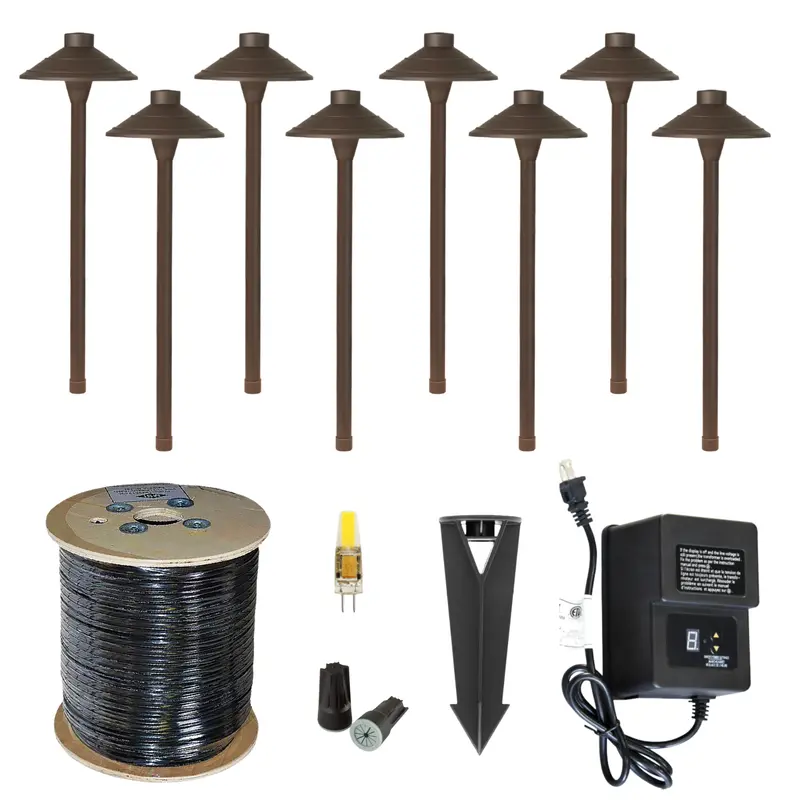 8-Piece Led Landscape Path Light Kit With 120W Transformer 1