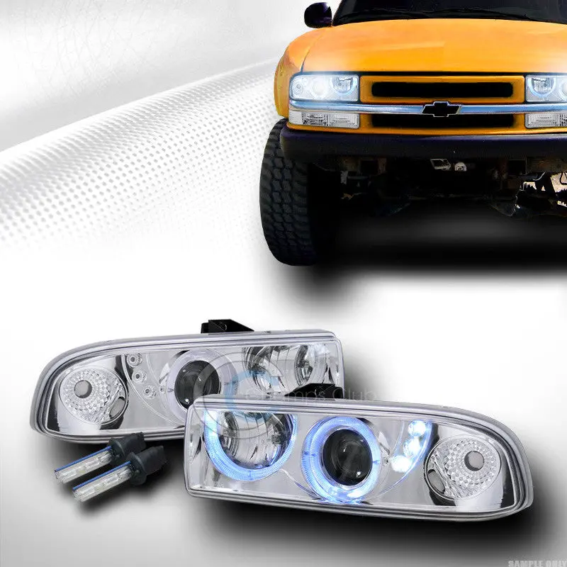 8000K Chrome Led Halo Projector Headlights With Drl For 1998–2004 Chevrolet S10 Blazer 1