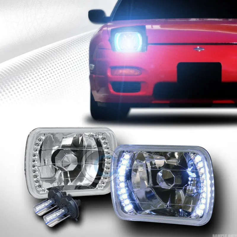 8000K Hid Xenon H4 Bulbs And 7"×6" Chrome Daytime Running White Led Headlights (Left + Right, C1) 1