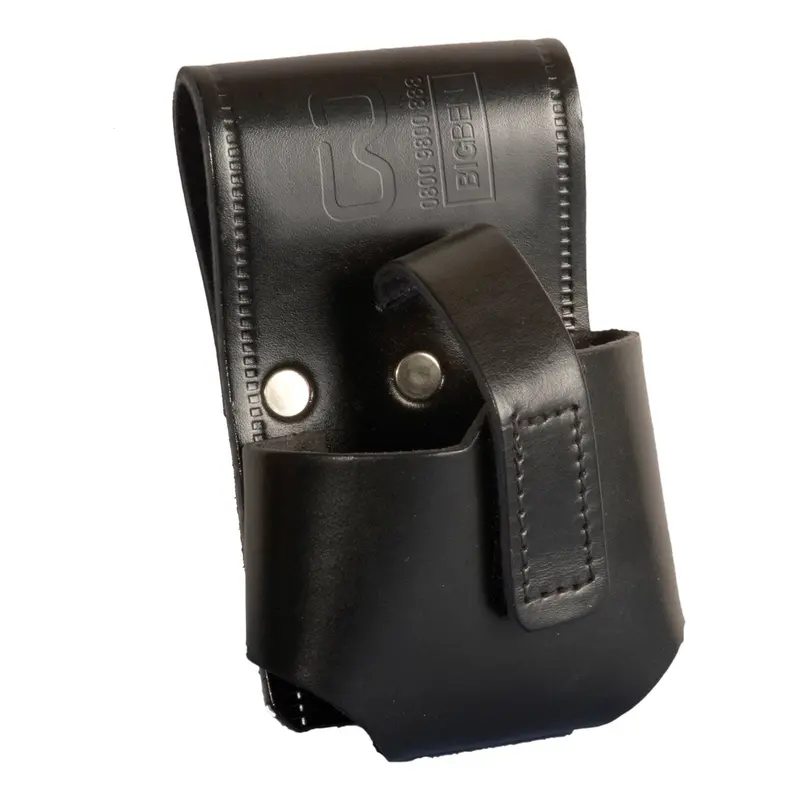 Bigben® Black Leather 5M Tape Measure Holder With Hook-And-Loop Closure 1