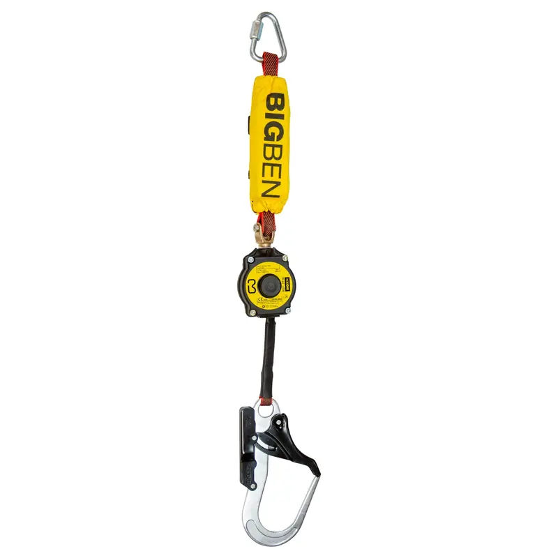 Bigben Single Retractable Fall Arrest Lanyard – 1.8M With Steel Scaffold Hook 1