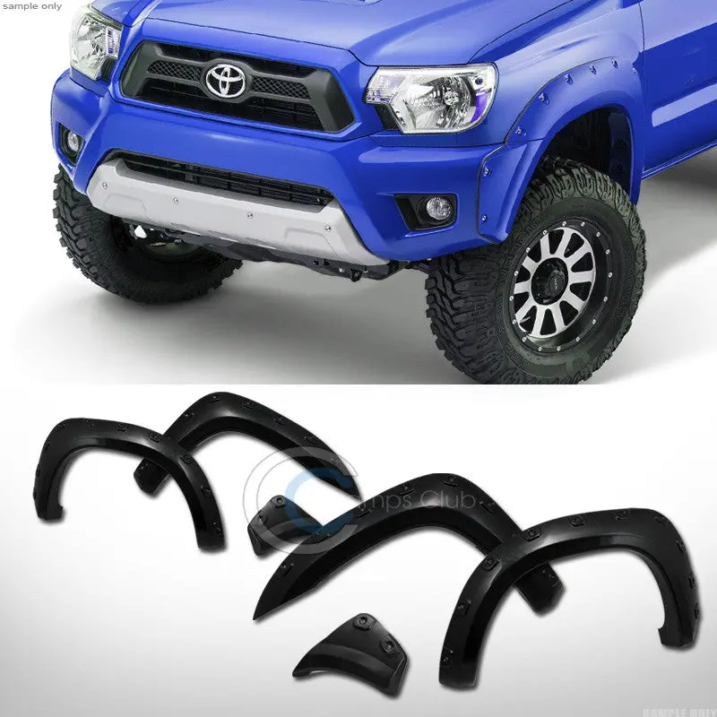 Black Boss Pocket-Rivet Style Fender Flare Kit (6-Piece) For 2012–2015 Toyota Tacoma With 6-Foot Bed 1
