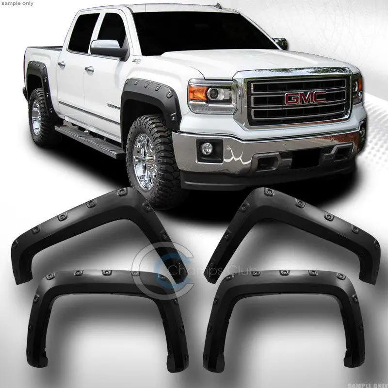 Black Boss Pocket-Style Fender Flares With Wheel Covers – 4-Piece Kit For 2014–2016 Gmc Sierra 1500 1