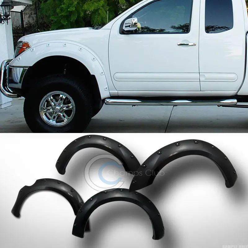Black Boss-Style Pocket Rivet Fender Flares For 2005–2016 Nissan Frontier 5-Foot Short Bed 1