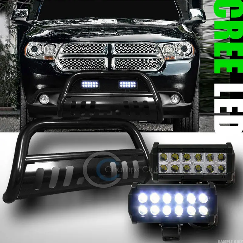 Black Bull Bar Grill Guard With 36W Cree Led Lights For 2011+ Dodge Durango & Jeep Grand Cherokee 1