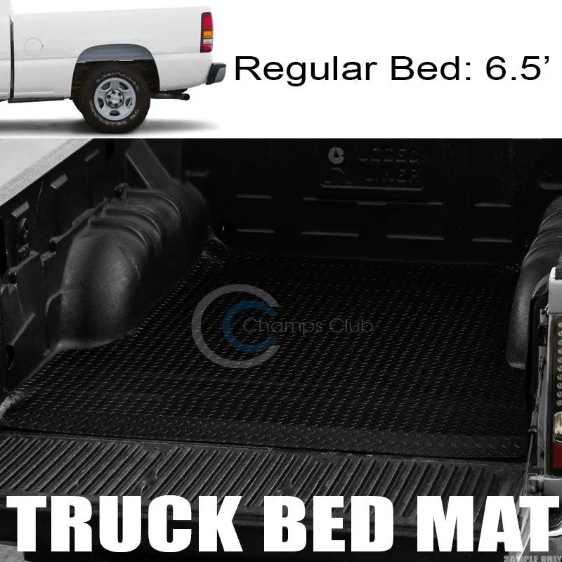 Black Diamond-Plate Rubber Floor Mat For 1999–2007 Chevrolet Silverado & Gmc Sierra (6.5-Foot Bed) 1