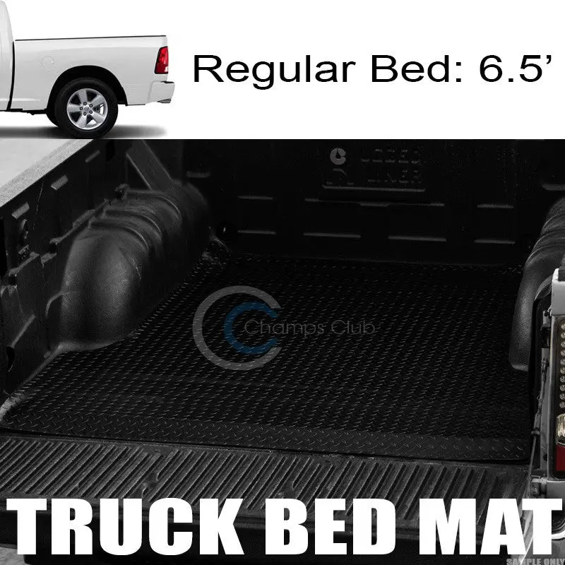 Black Diamond-Plate Rubber Truck Bed Mat For 2002–2017 Dodge Ram (6.4' Or 6.5' Cab Beds) 1