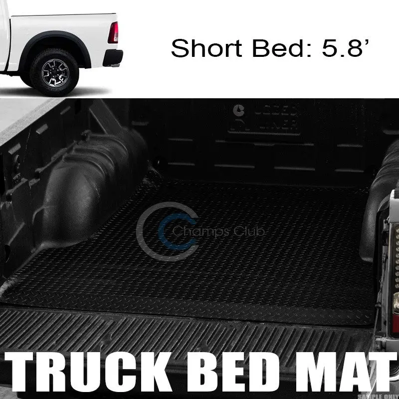 Black Rubber Diamond Plate Truck Bed Liner For 2002–2017 Dodge Ram (5.7 Ft Bed) 1