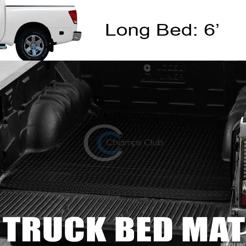 Black Rubber Diamond Plate Truck Bed Liner For 2004–2017 Nissan Titan (5.7 Ft Bed) 1