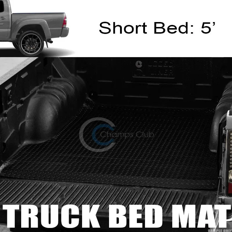 Black Rubber Diamond Plate Truck Bed Liner For 2005–2017 Toyota Tacoma (5 Ft Double Cab) 1