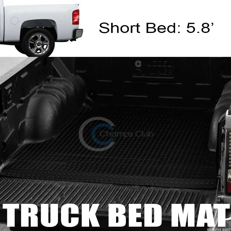 Black Rubber Diamond Plate Truck Bed Liner For 2007+ Chevrolet Silverado (5.5–5.8 Ft) 1