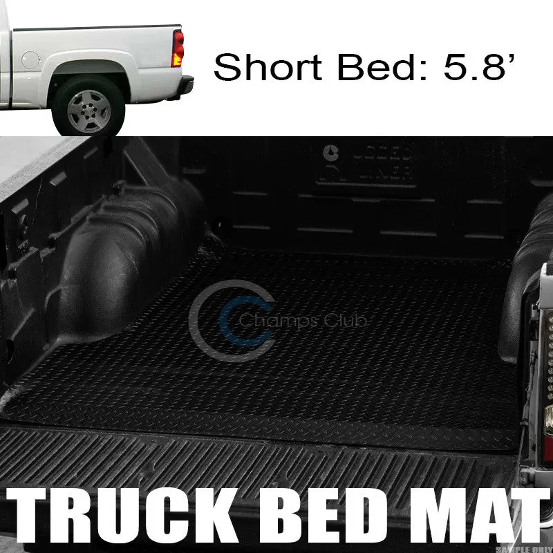 Black Rubber Diamond Plate Truck Bed Mat For 2004–2006 & 2007 Chevrolet Silverado (5.8 Ft) 1
