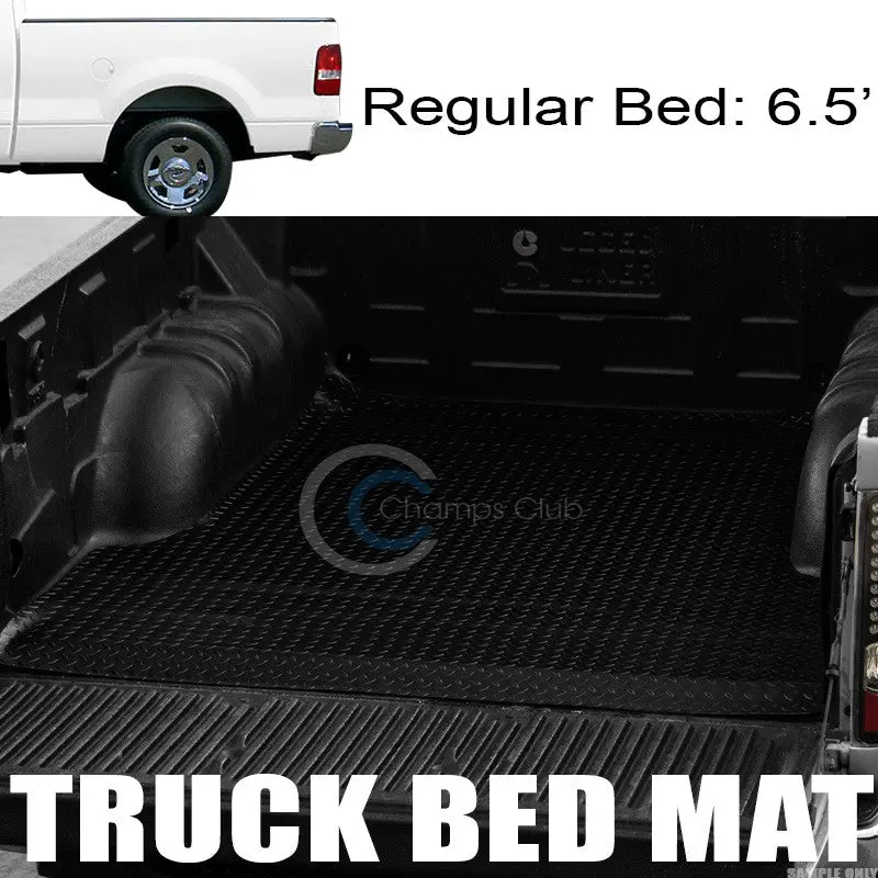 Black Rubber Diamond Plate Truck Bed Mat For 2004–2014 Ford F-150 & Mercury Mark Lt (6.5 Ft) 1