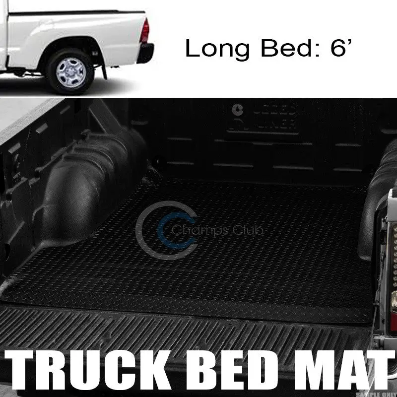 Black Rubber Diamond Plate Truck Bed Mat For 2005–2017 Toyota Tacoma (6 Ft Long Bed) 1