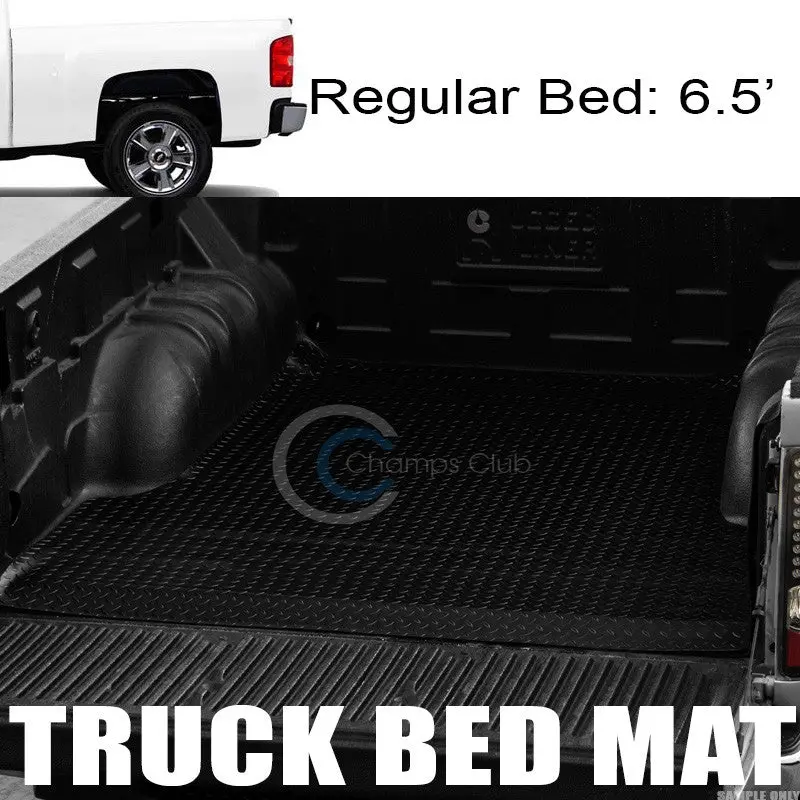 Black Rubber Diamond Plate Truck Bed Mat For 2007+ Chevrolet Silverado (6.5 Ft / 78 In) 1