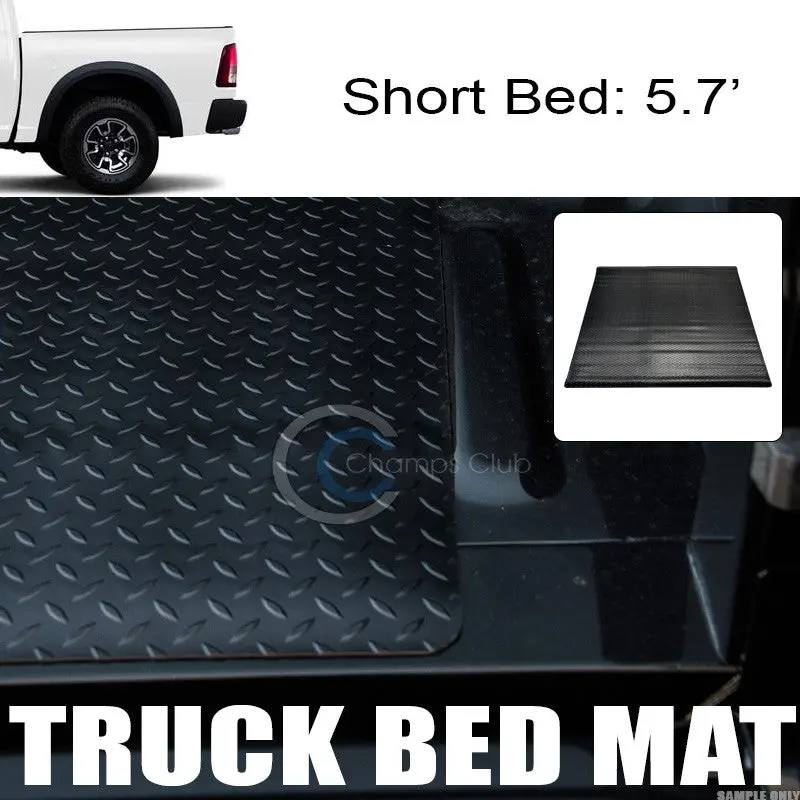 Black Rubber Diamond-Tread Truck Bed Mat For Dodge Ram Rambox (2009–2017, 5.7-Foot Bed) 1