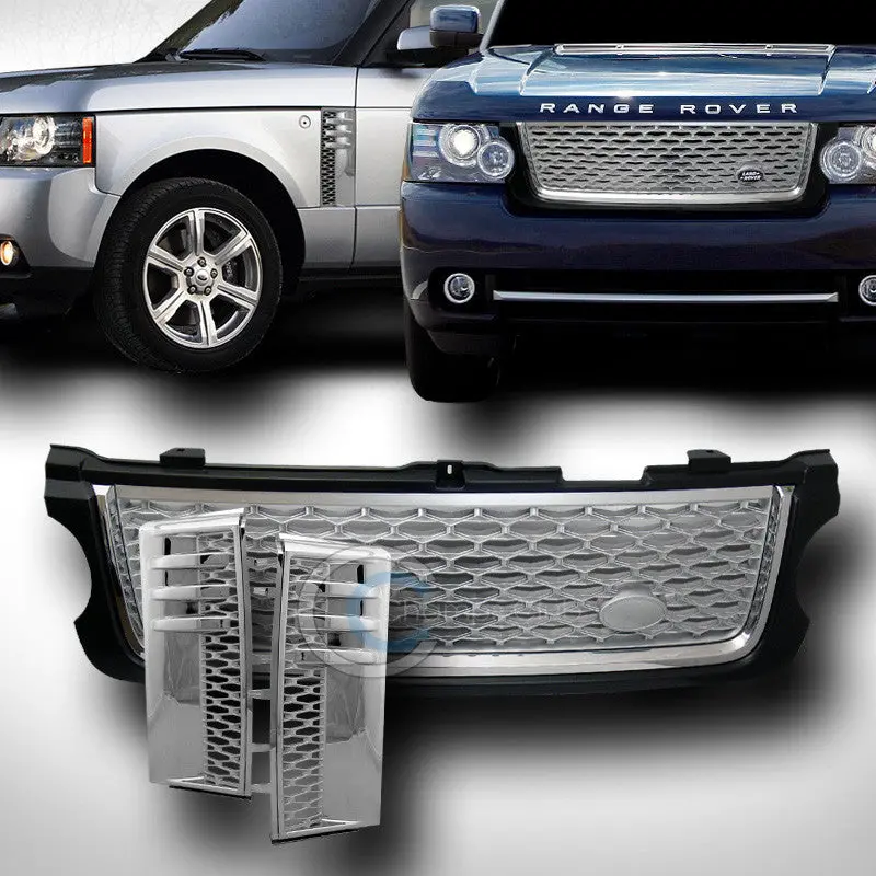 Black/Silver Mesh Front Grill With Side Fender Vents – For 2010–2012 Range Rover 1