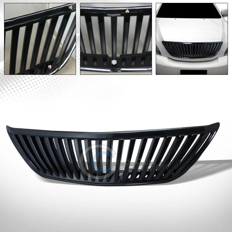 Black Vertical Abs Grille Cover For Front Hood And Bumper – Fits 2004–2006 Lexus Rx330 & Rx400H 1