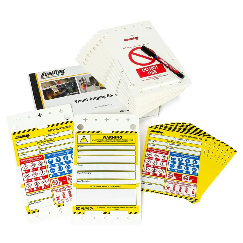 Chemtag Labeling Kit: 10 Holders, 10 Inserts, 1 Marker Pen 1