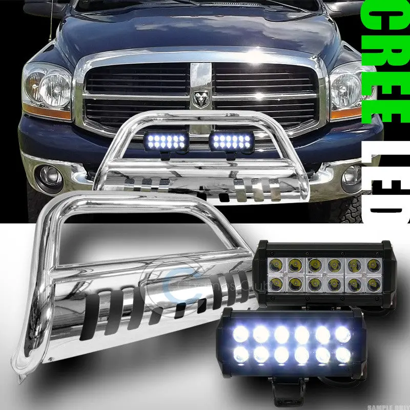 Chrome Bull Bar Bumper Grill Guard V2 With 36W Cree Led Fog Lights For 2006–2008 Ram 1500 1