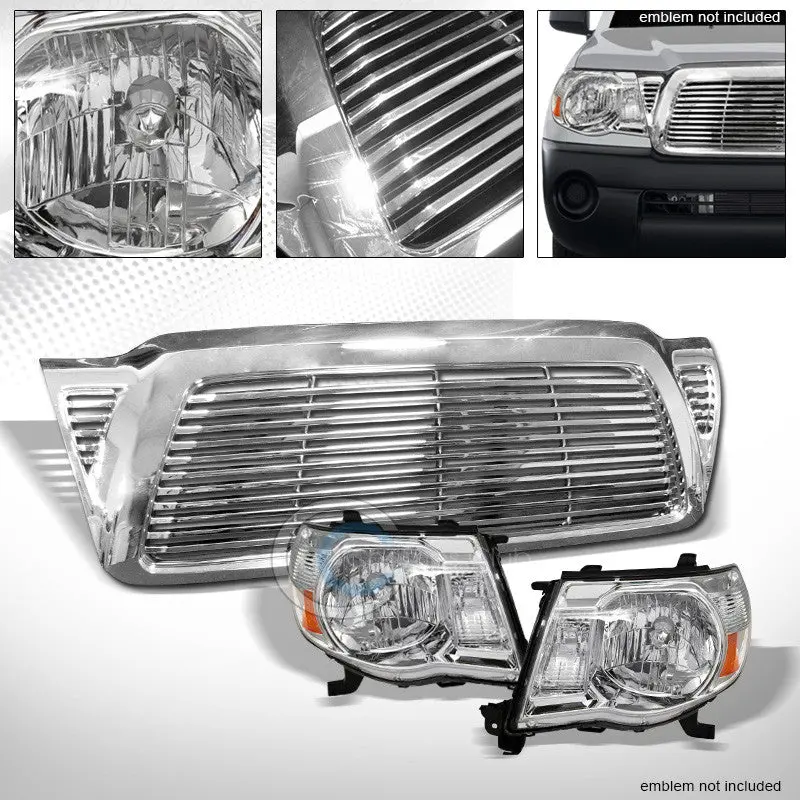 Chrome Headlight Housing With Amber Signals And Horizontal Hood Grille – 2005–2011 Tacoma 1