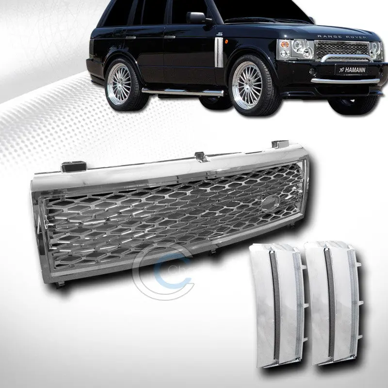Chrome Honeycomb Hood Grille With Integrated Fender Grilles For 2003–2005 Range Rover 1