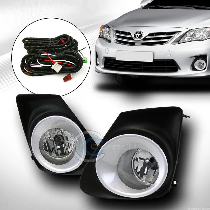 Clear-Lens Front Fog Light Assembly With Black/Chrome Rim And Switch Kit For 2011–2013 Corolla 1