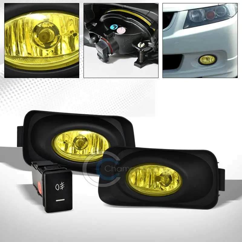 Clear-Lens Yellow Fog Light Kit With Integrated Switch – Compatible With 2003–2006 Acura Tsx 1