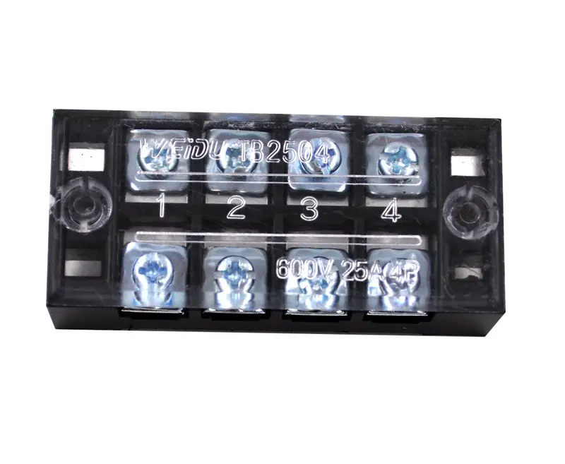 Covered 4-Position Barrier Strip For Secure Terminal Connections 1