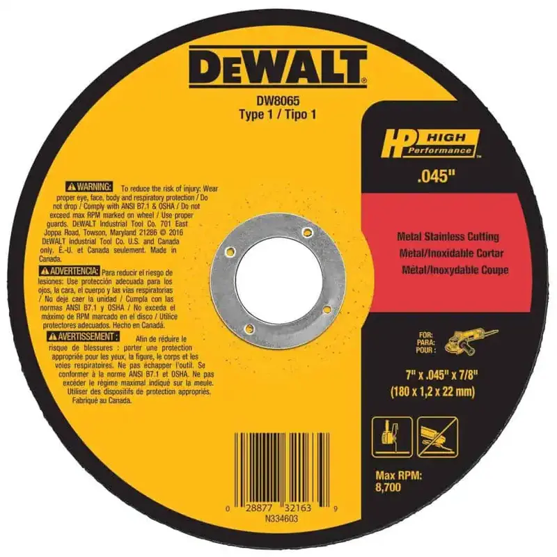 Dewalt 7" Type 1 Aluminum Oxide Grinding Wheel – 7/8" Arbor (25-Pack) 1