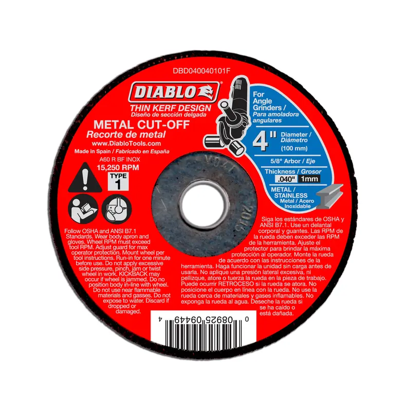 Diablo 4" Thin-Kerf Metal Cut-Off Disc 1