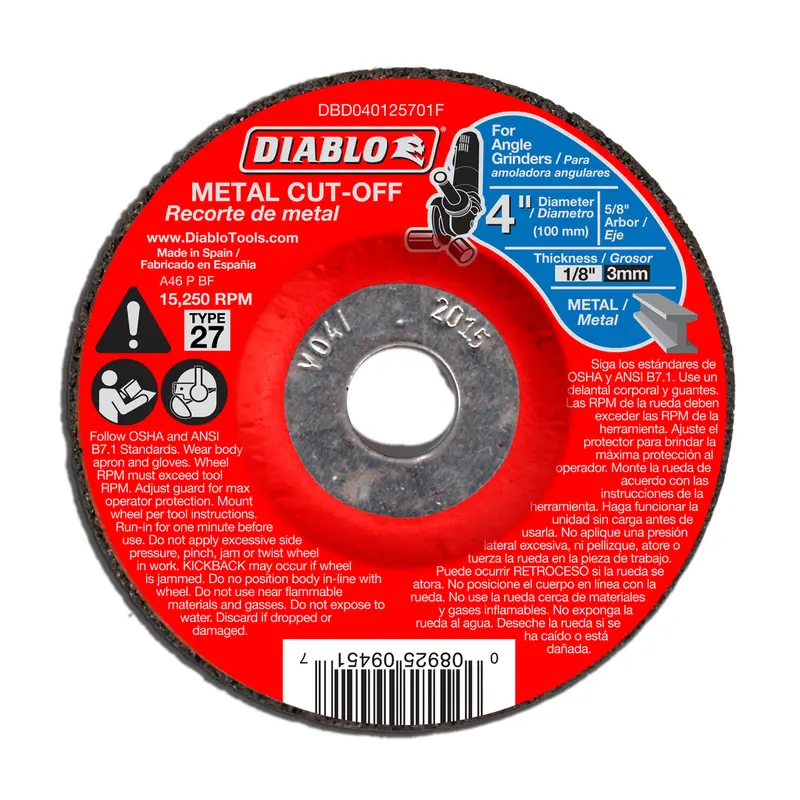 Diablo 4" Type 27 Metal Grinding And Cut-Off Disc 1