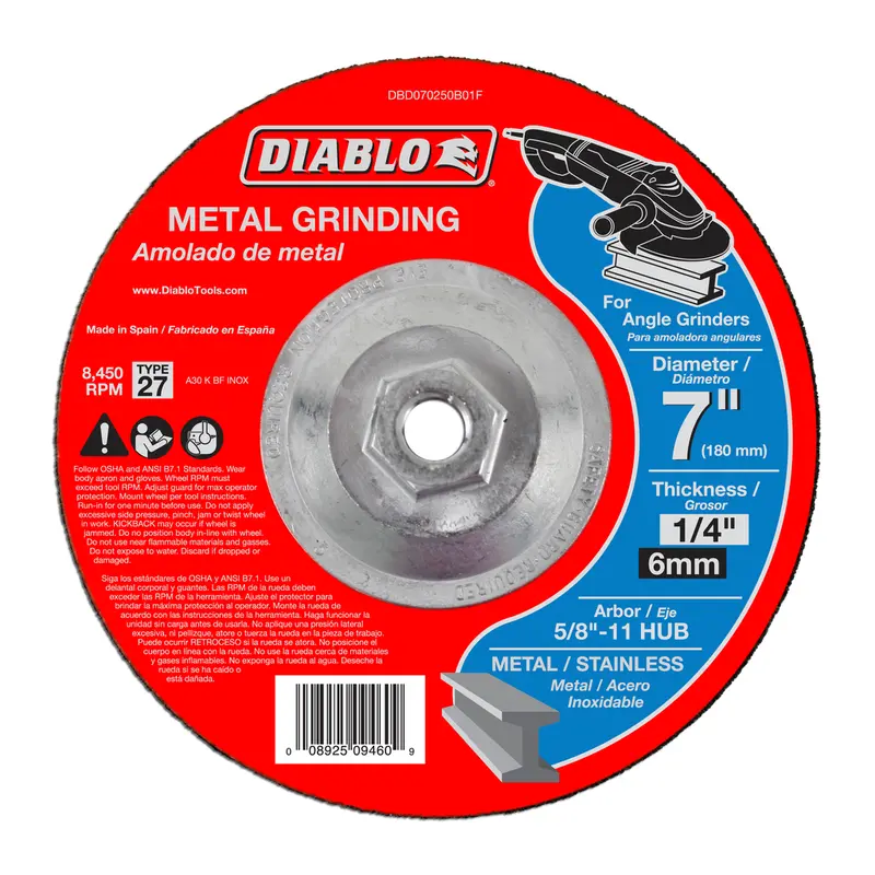 Diablo 5/8" X 7" Type 27 Metal Grinding Wheel With Hub 1