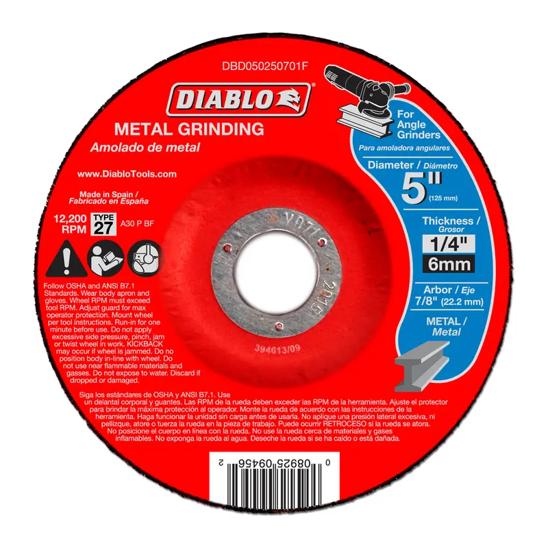 Diablo 7/8" X 5" Type 27 Metal Grinding Disc 1