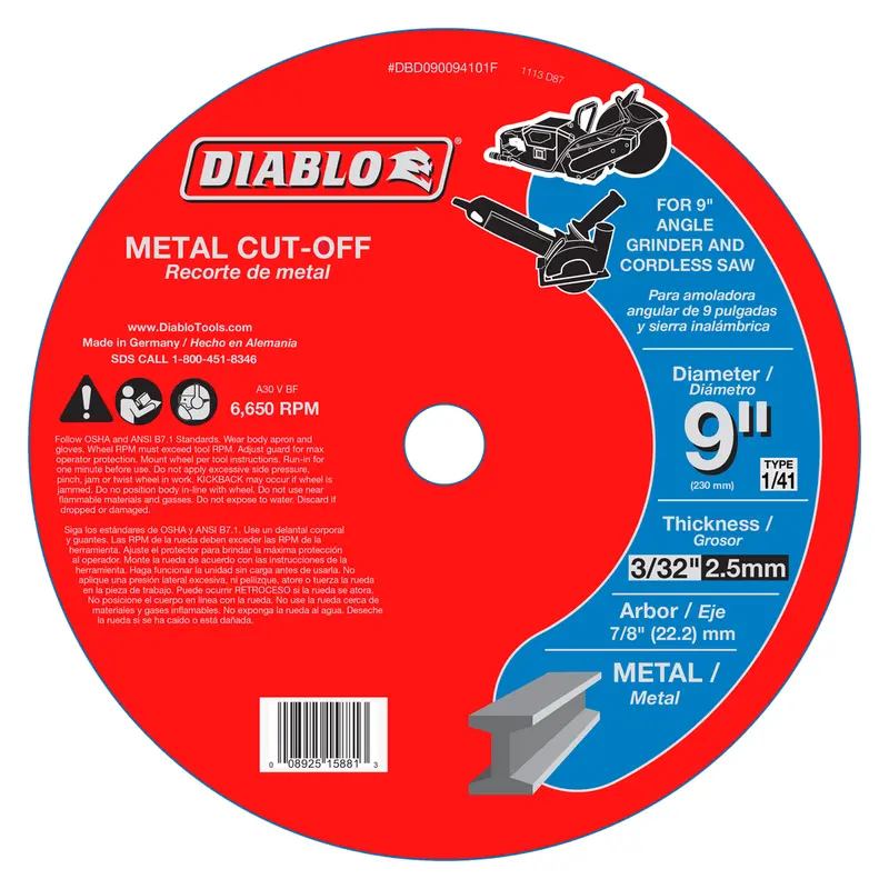 Diablo 9" Abrasive Cut-Off Disc For Metal 1