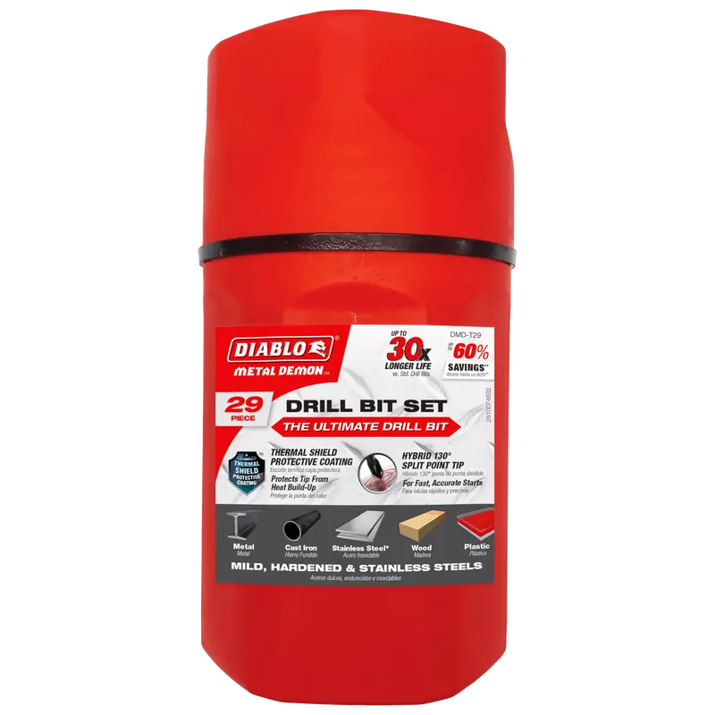 Diablo Dmd-T29 29-Piece Metal Demon Drill Bit Set For Mild, Hardened & Stainless Steel 1