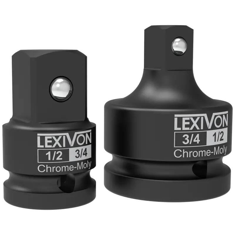 Dual-Size Impact Socket Adapter Set: 1/2" To 3/4" Reducer & Increaser (2-Piece, Lx-403) 1